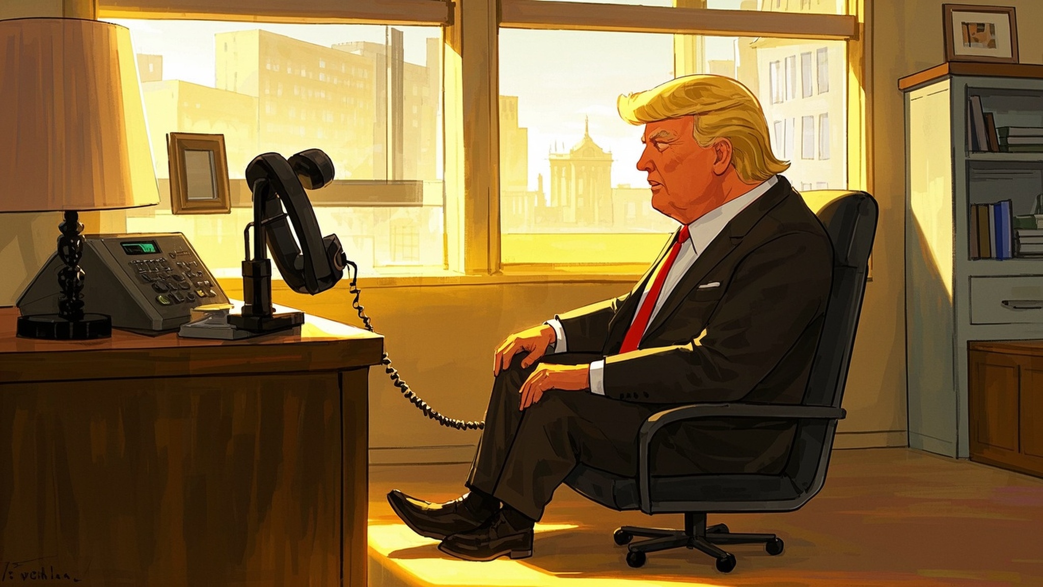 丑化特朗普等电话漫画(3)